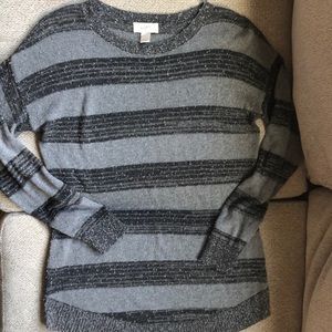 Loft Grey Textured Stripe Sweater